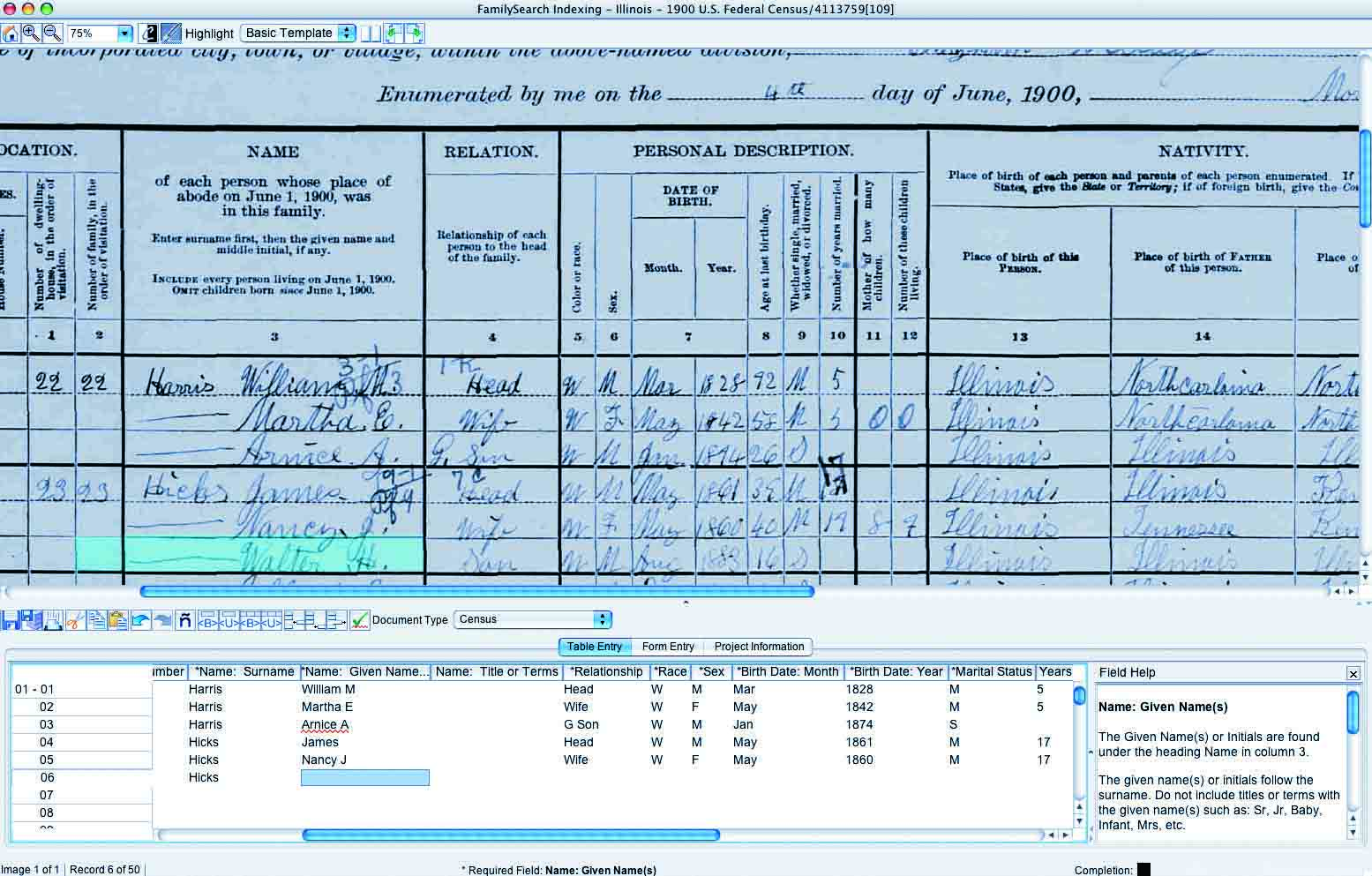 Genealogical record